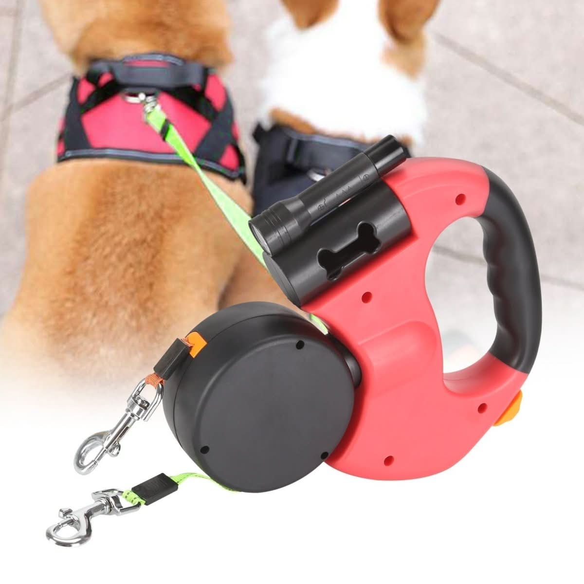 PROPET DUO – Retractable Leash For Two Dogs With LED Light For Safe Walks