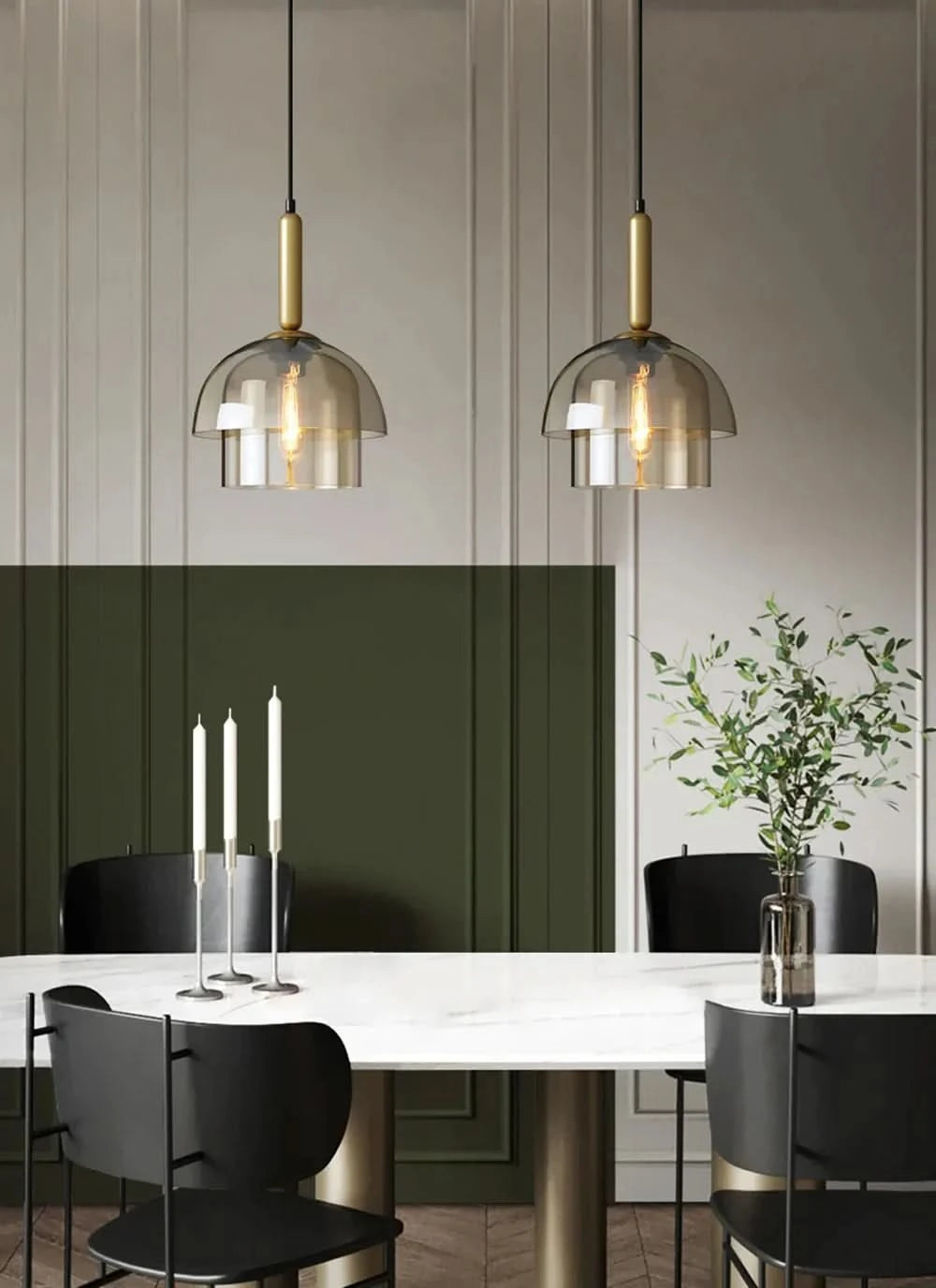 OPHIRA Pendant Light With Double Glass Modern Glass Design Metal Details Atmospheric Lighting