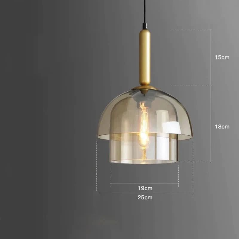 OPHIRA Pendant Light With Double Glass Modern Glass Design Metal Details Atmospheric Lighting