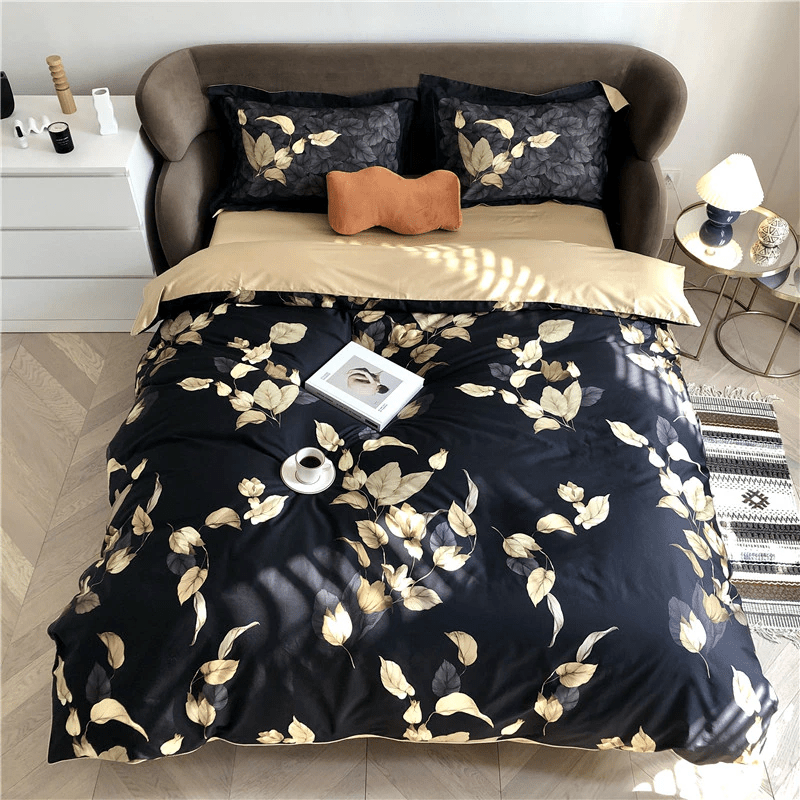 ZERELLE Black Velvet Nights Cotton Duvet Cover High Quality