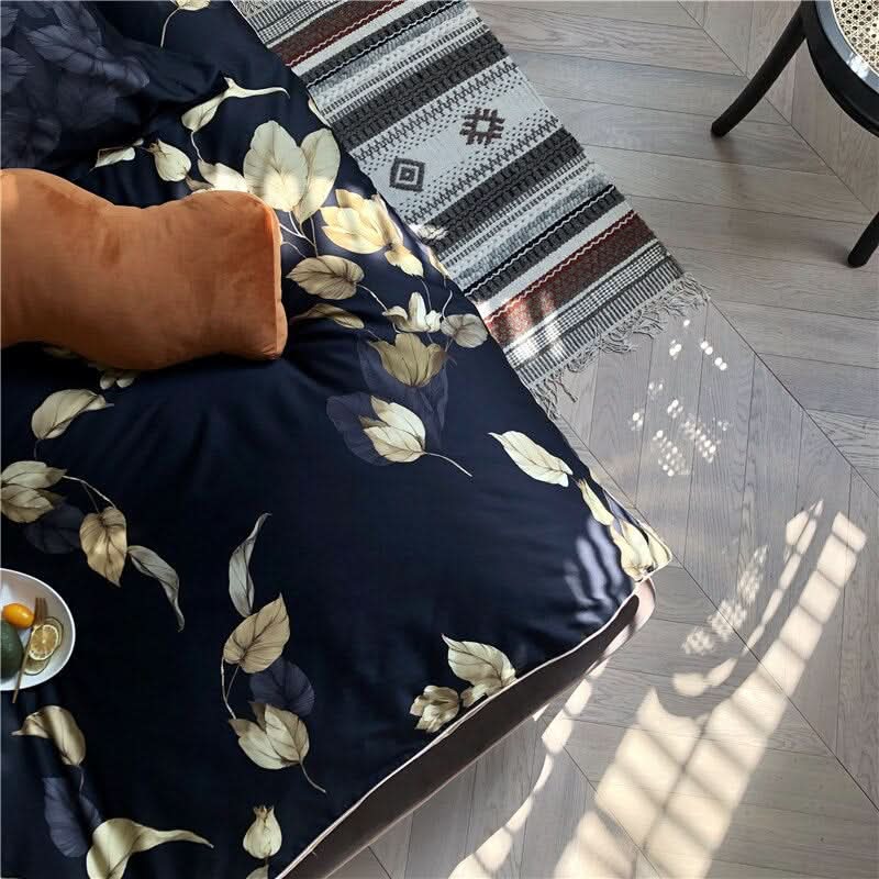 ZERELLE Black Velvet Nights Cotton Duvet Cover High Quality