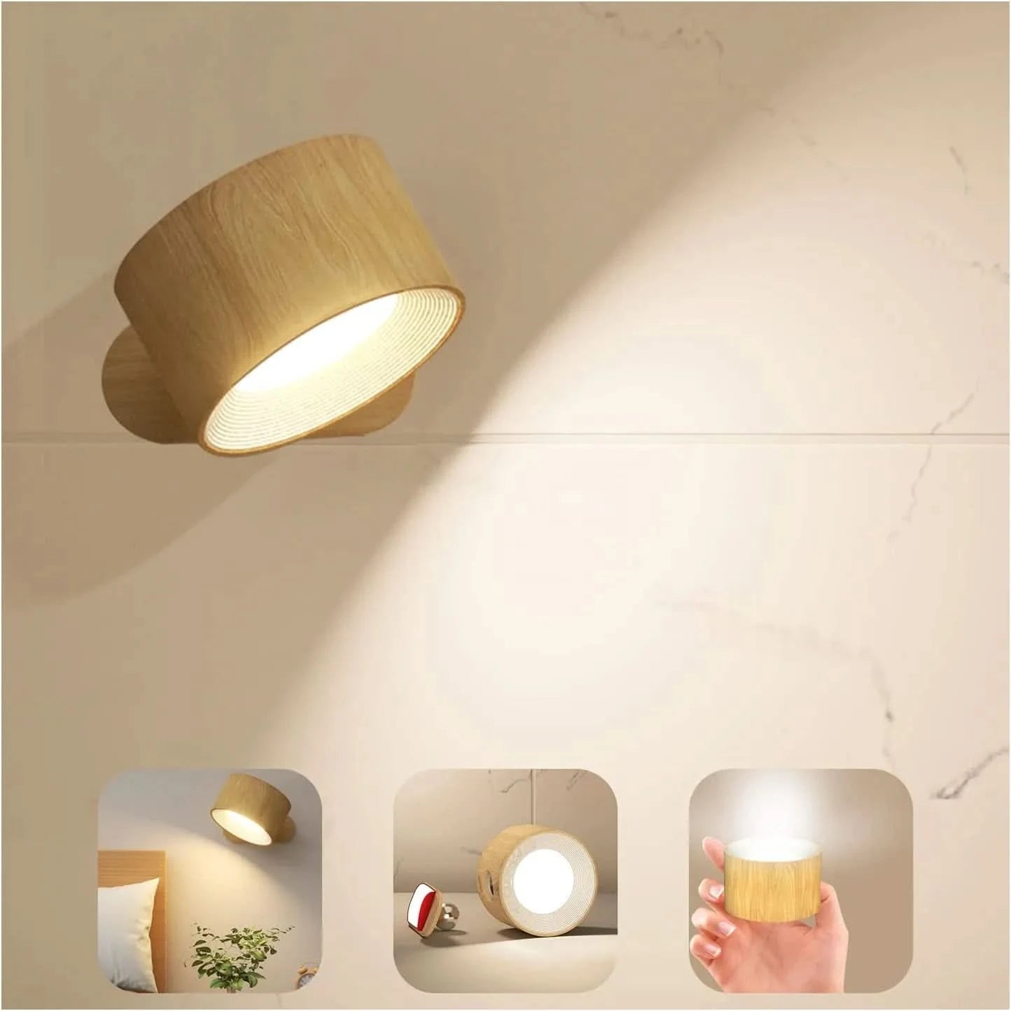 360° Wand Lampe – Kabellos, USB-Wiederaufladbar & 3 Helligkeitsstufen Für Flexibel Beleuchtung