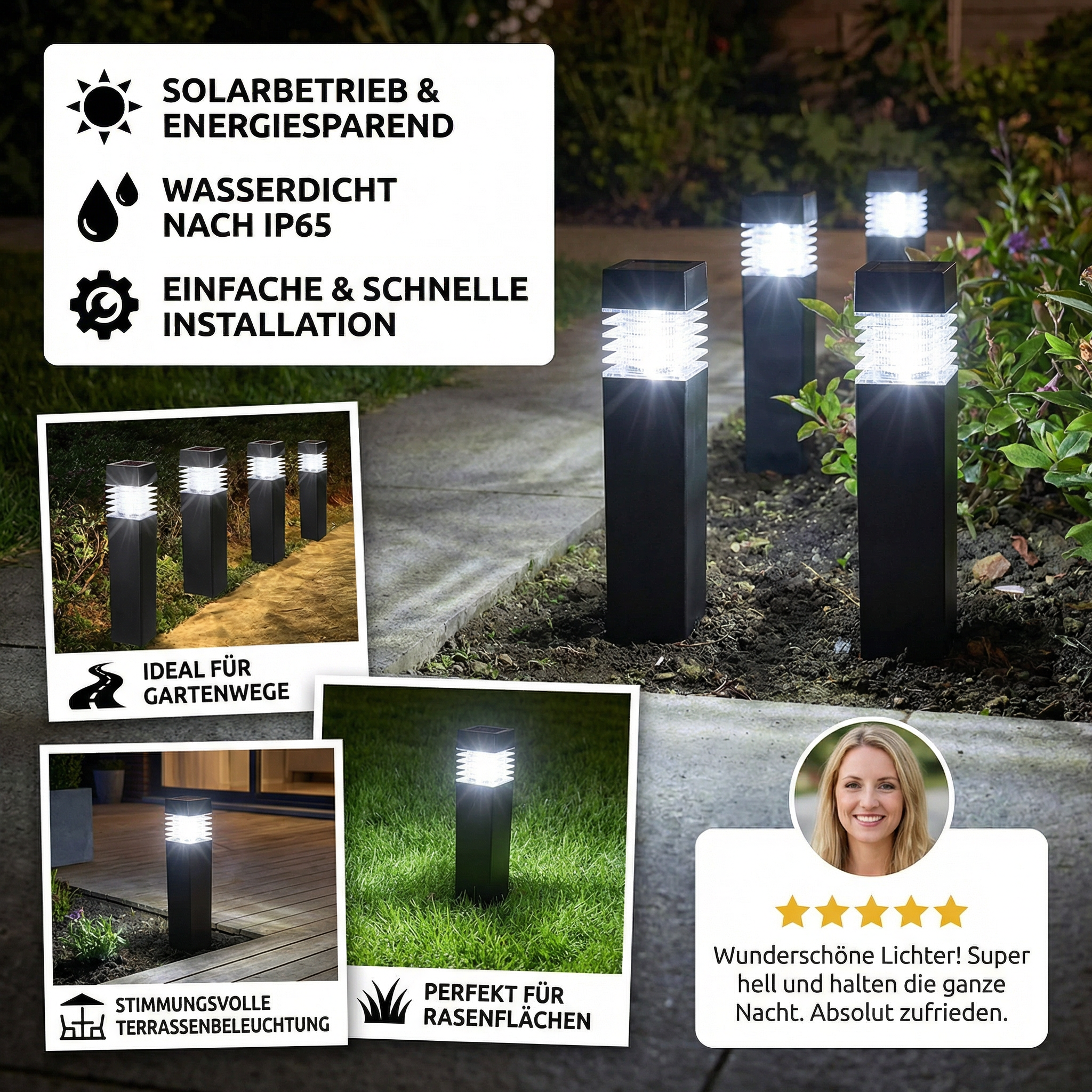 Solar-LED Bodenleuchten – Wasserdichte Gartenlichter für Wege, Rasen & Terrasse