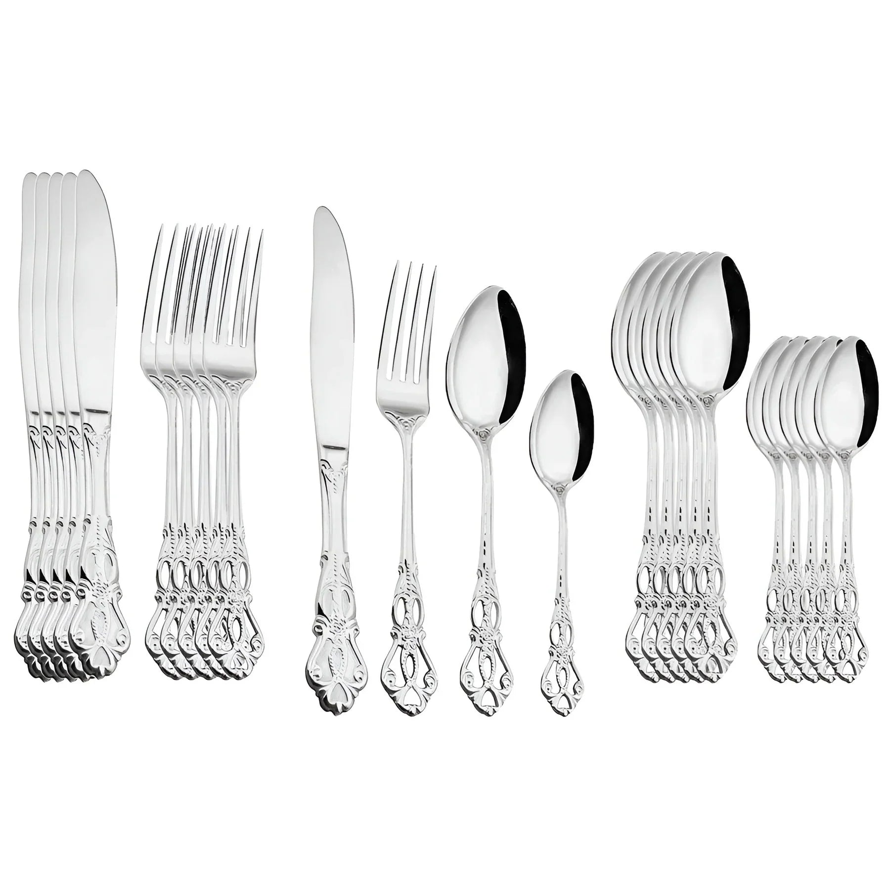 Luxuriöses 24-teiliges Gold-Besteckset mit Eleganter Verzierung