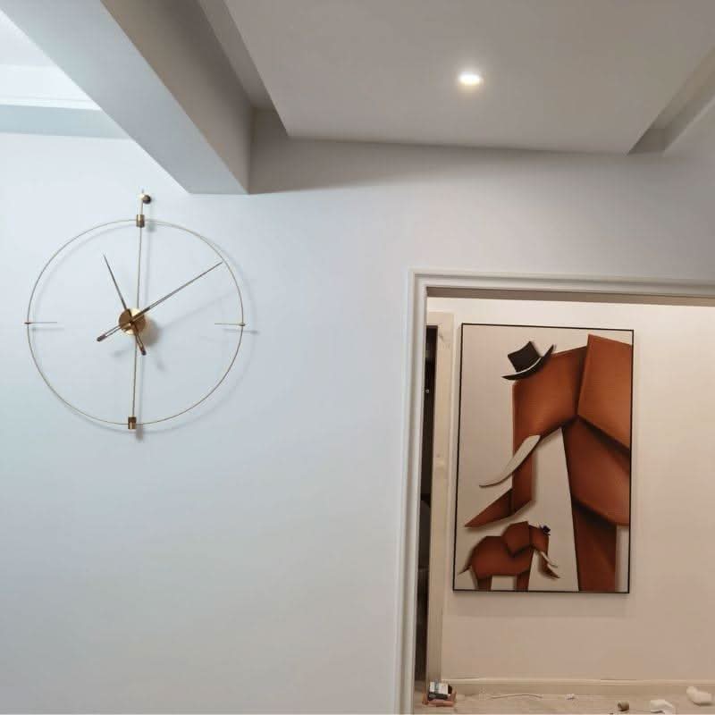 RHYSSA Open Filament Frame Wall Clock Metal Walnut Wood Modern Design