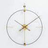 RHYSSA Open Filament Frame Wall Clock Metal Walnut Wood Modern Design