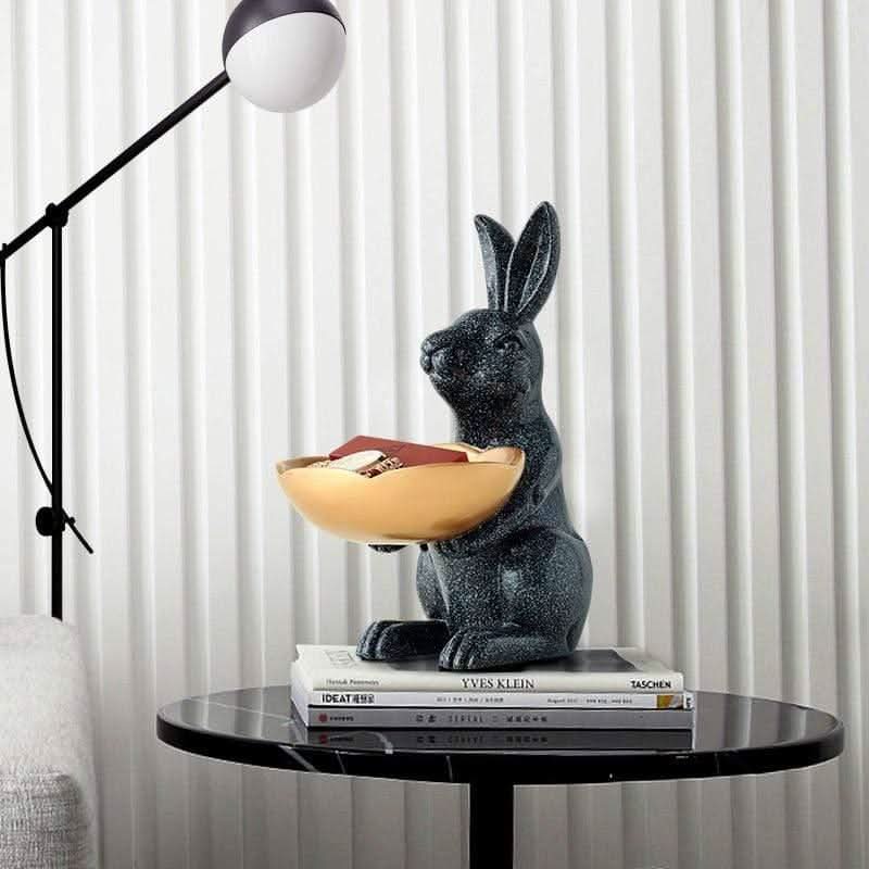 NORELIA Rabbit Sculpture Bowl Unique Resin Decor Home