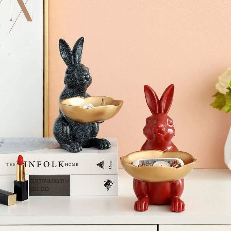 NORELIA Rabbit Sculpture Bowl Unique Resin Decor Home