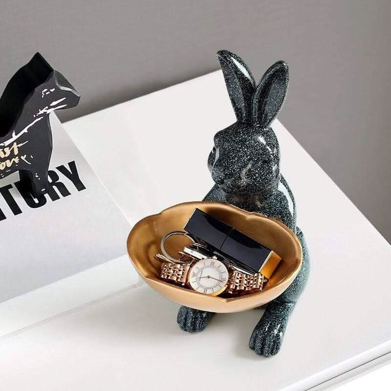NORELIA Rabbit Sculpture Bowl Unique Resin Decor Home
