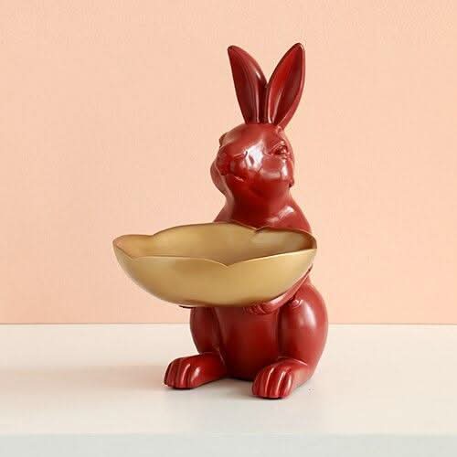 NORELIA Rabbit Sculpture Bowl Unique Resin Decor Home