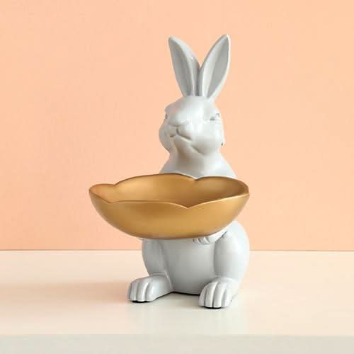 NORELIA Rabbit Sculpture Bowl Unique Resin Decor Home