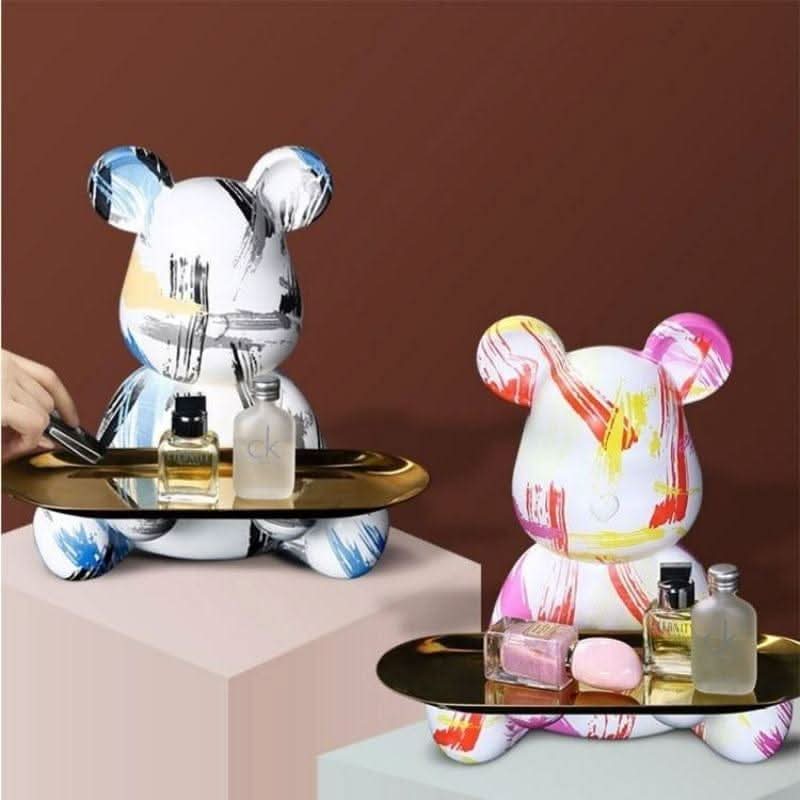 VESSELIA Chromatic Bear Tray Blue Pink Yellow Resin