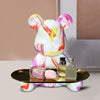 VESSELIA Chromatic Bear Tray Blue Pink Yellow Resin