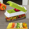 12-in-1 Multifunktionaler Gemüseschneider mit Wechselklingen und Auffangbehälter