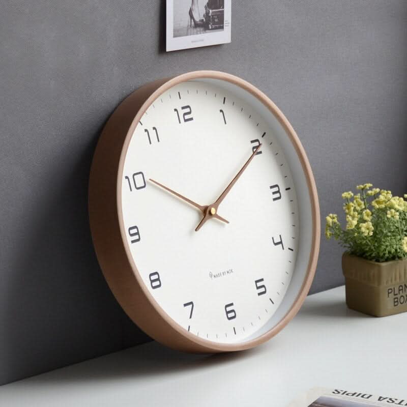 NordicTime Wooden Wall Clock – Silent Scandinavian Design for Peaceful Living Spaces