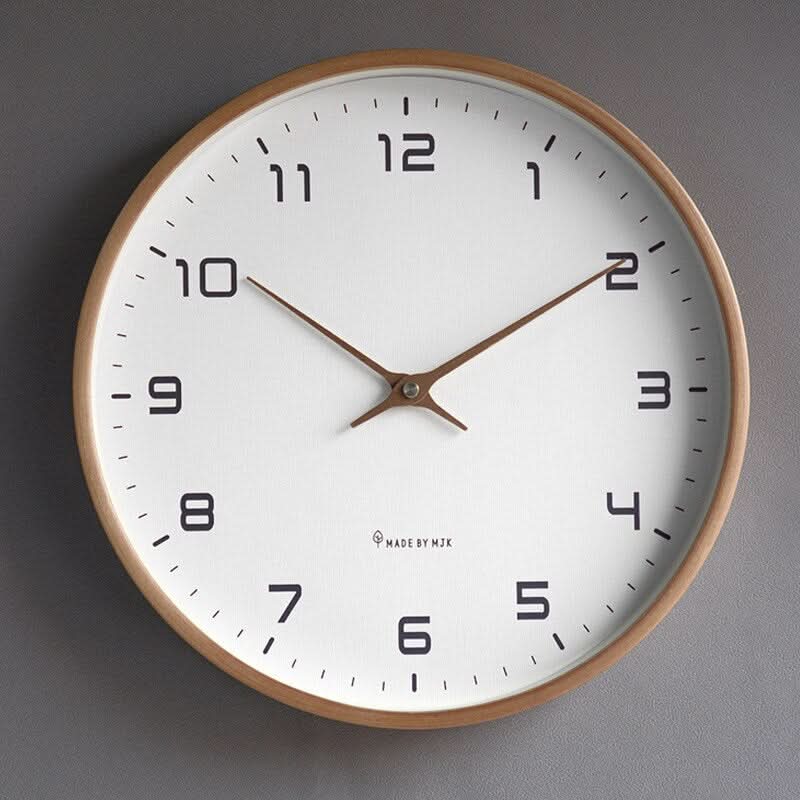 NordicTime Wooden Wall Clock – Silent Scandinavian Design for Peaceful Living Spaces