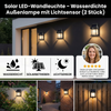 Solar LED-Wandleuchte – Wasserdichte Außenlampe mit Lichtsensor für Garten, Hof und Zaun (2 Stück)
