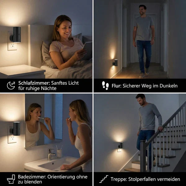 LED Nachtlicht für die Steckdose – Dimmbares Orientierungslicht mit Lichtsensor für ein gemütliches Zuhause