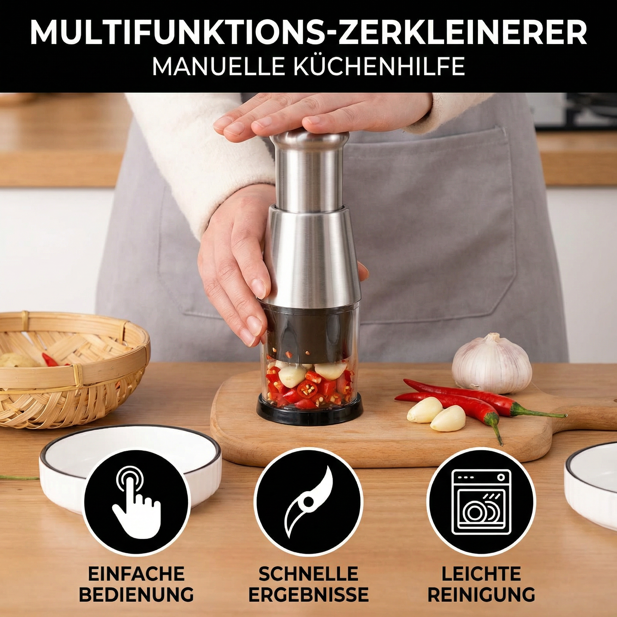 Multifunktions-Zerkleinerer - Manuelle Küchenhilfe für vielseitige Anwendungen