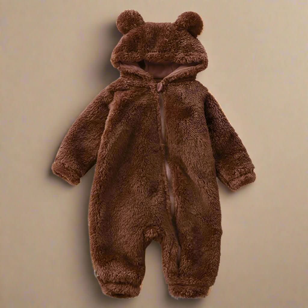 SnuggleBear Flannel Romper - Soft Bear Design Romper for Babies - Cuddly & Warm for Winter