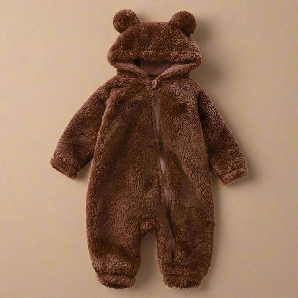 SnuggleBear Flannel Romper - Soft Bear Design Romper for Babies - Cuddly & Warm for Winter