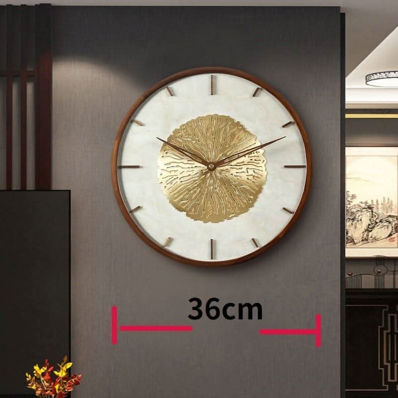FIORAELLE Golden Blossom Wall Clock Walnut Copper Elegant Artistic Design