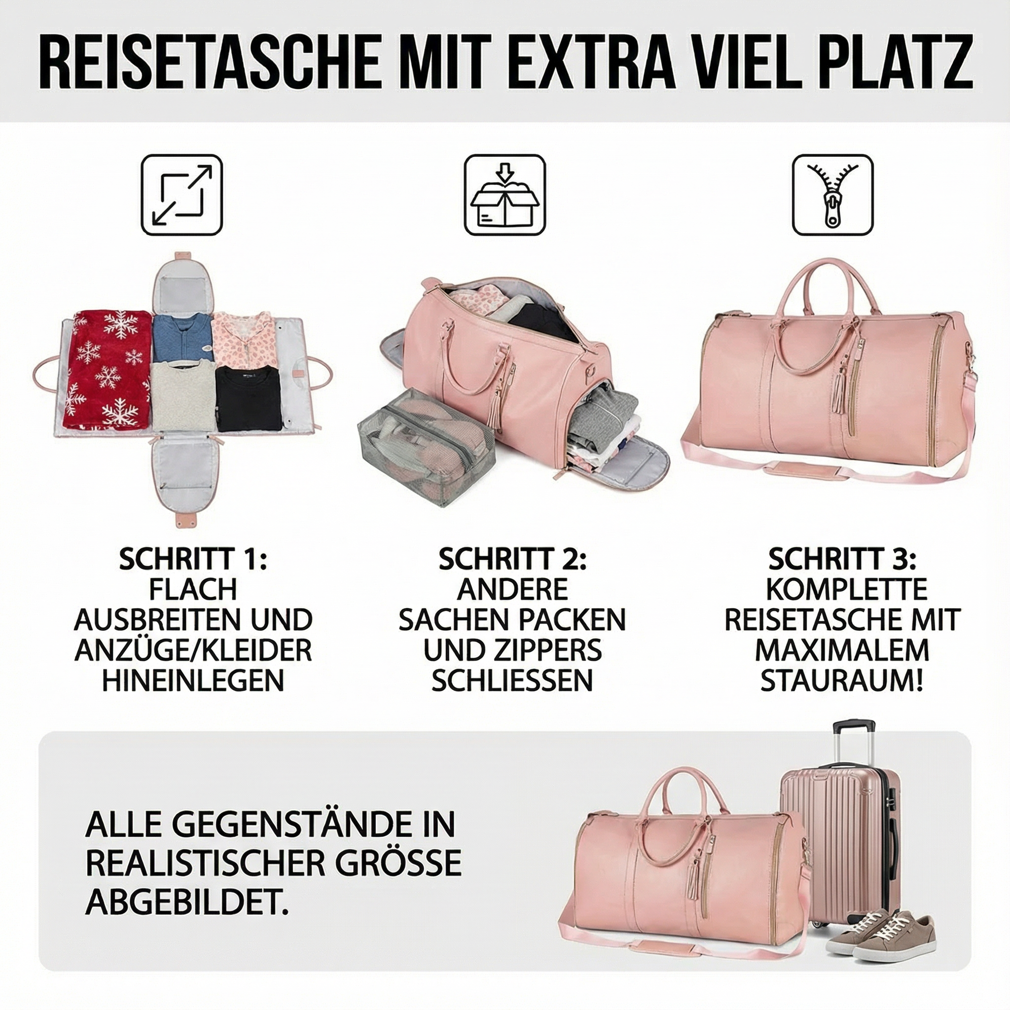 Reisetasche mit Extra viel Platz