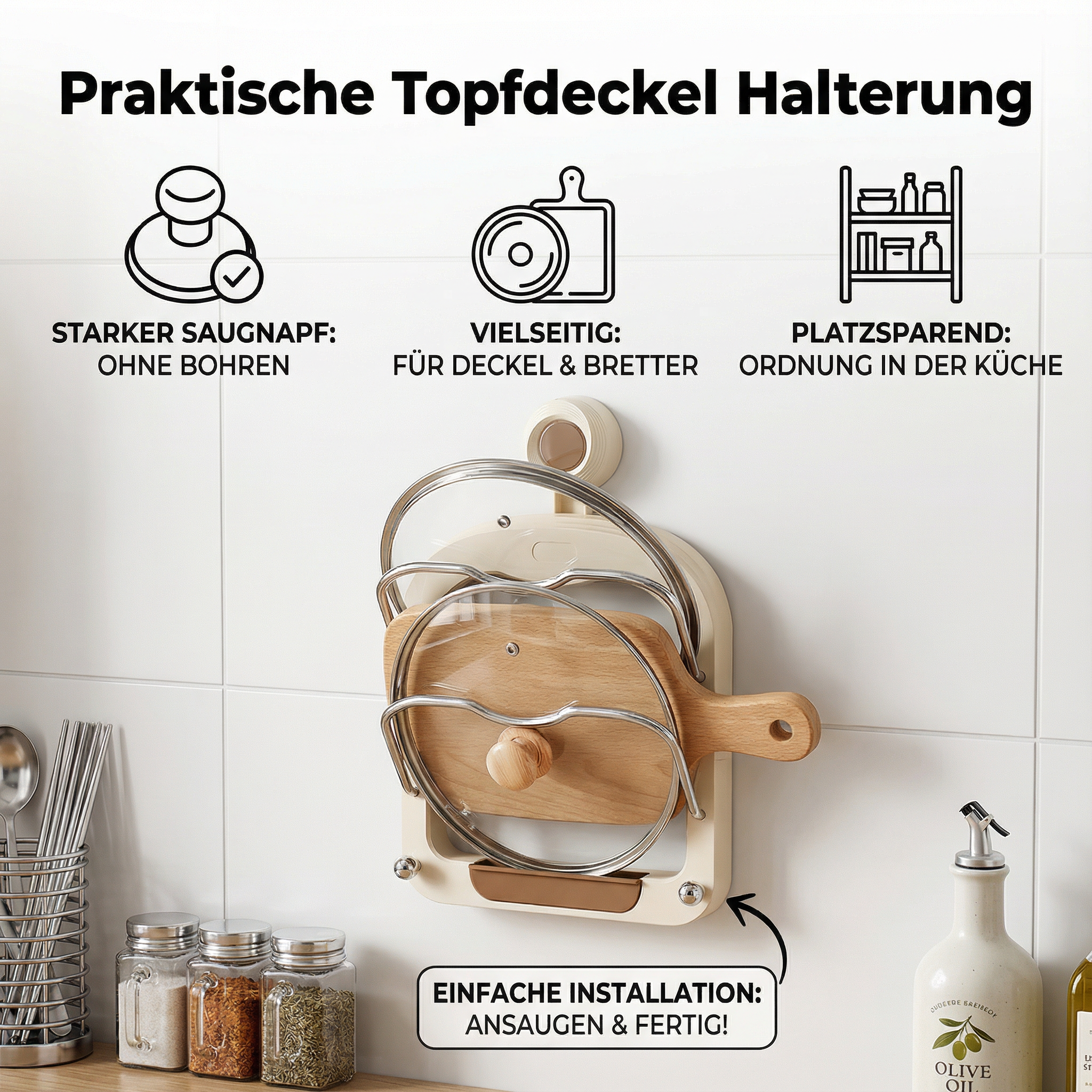 Praktische Topfdeckel Halterung