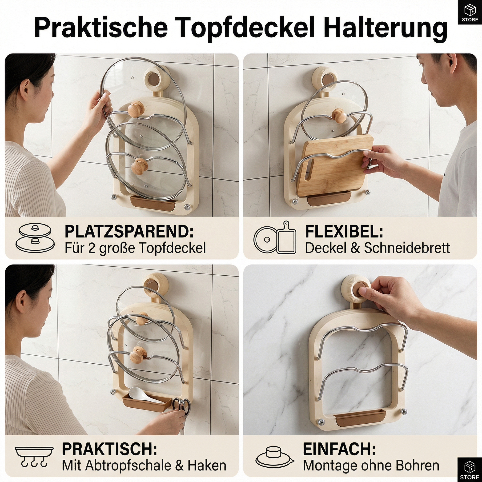 Praktische Topfdeckel Halterung