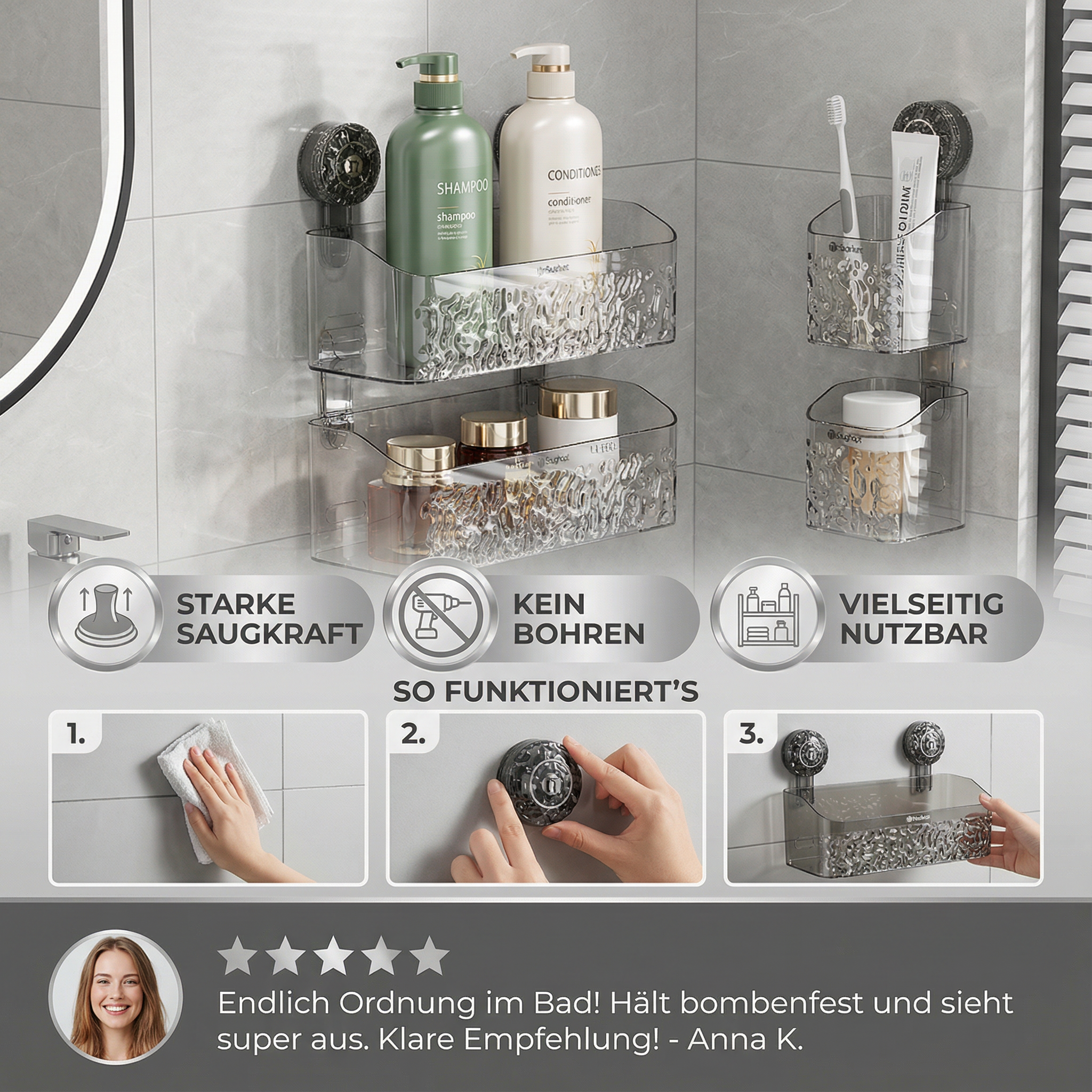 Saugnapf Badezimmer Regal