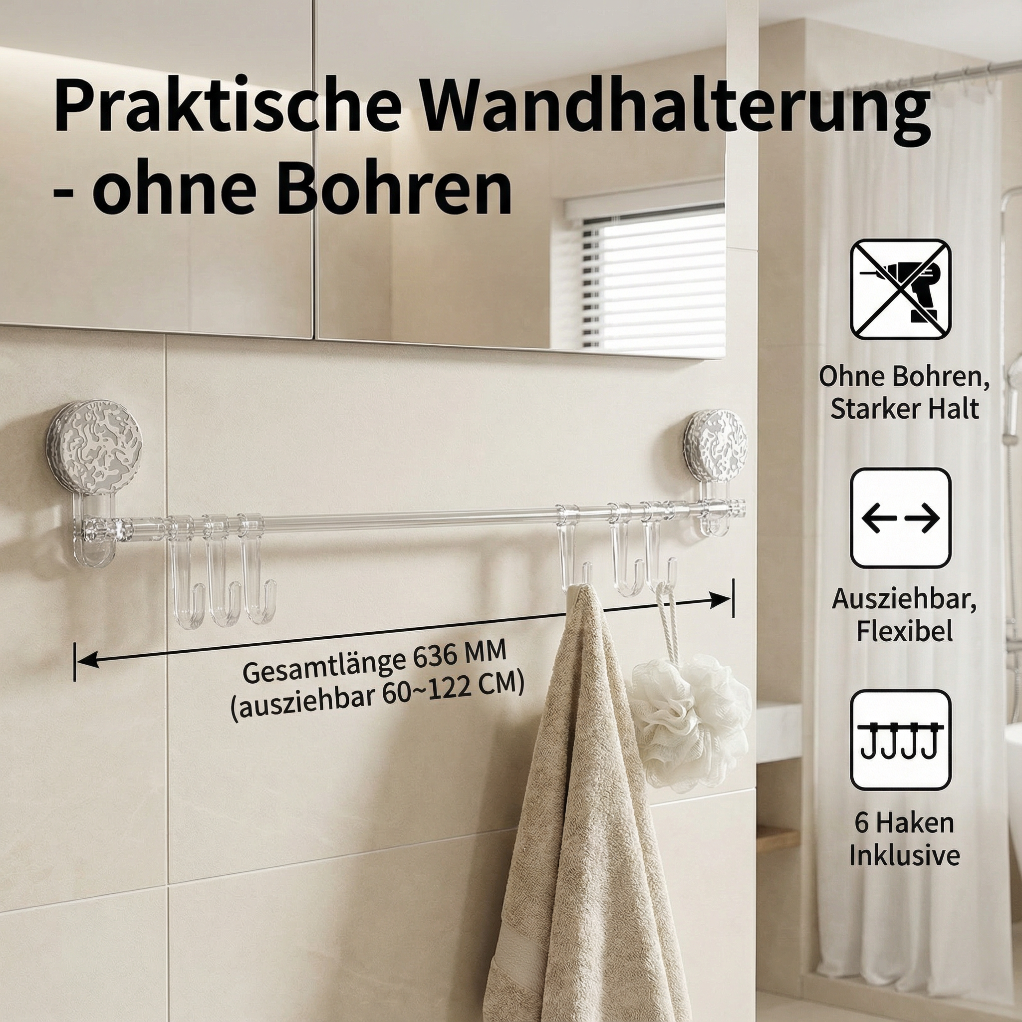 Praktische Wandhalterung - ohne Bohren